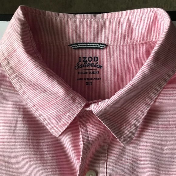 Men's Izod Saltwater Relaxed Classic Button-down Shirt XLT - Picture 1 of 10